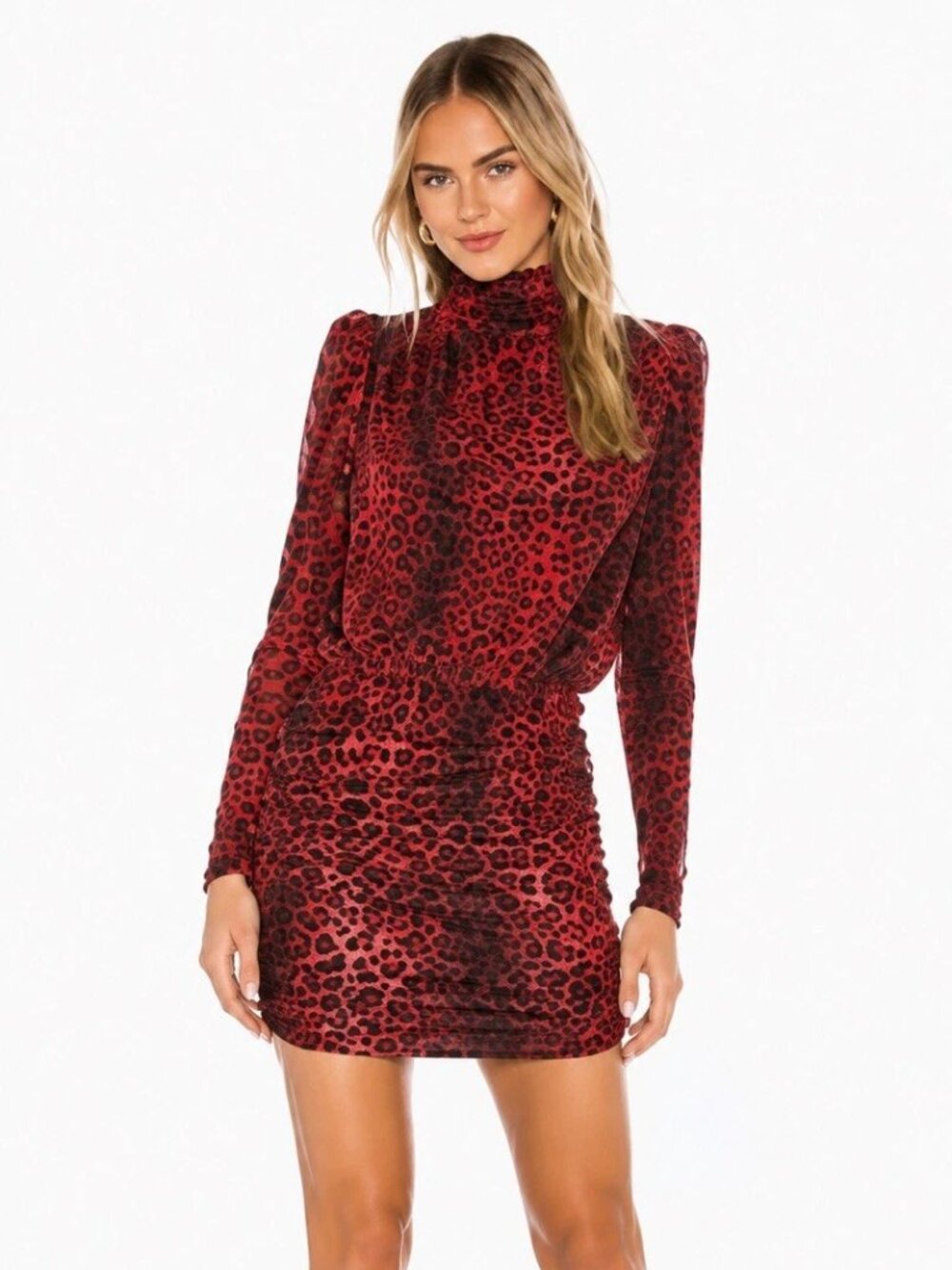 Generation Love Lolita Red Leopard Print Ruched Mini Dress Size S MSRP $228
